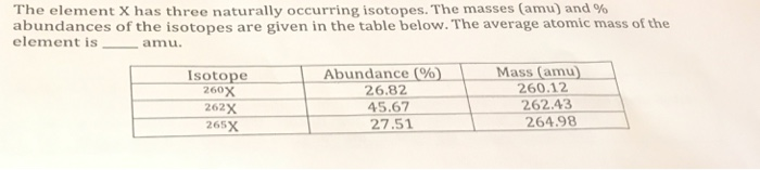 solved-the-element-x-has-three-naturally-occurring-isotopes-chegg