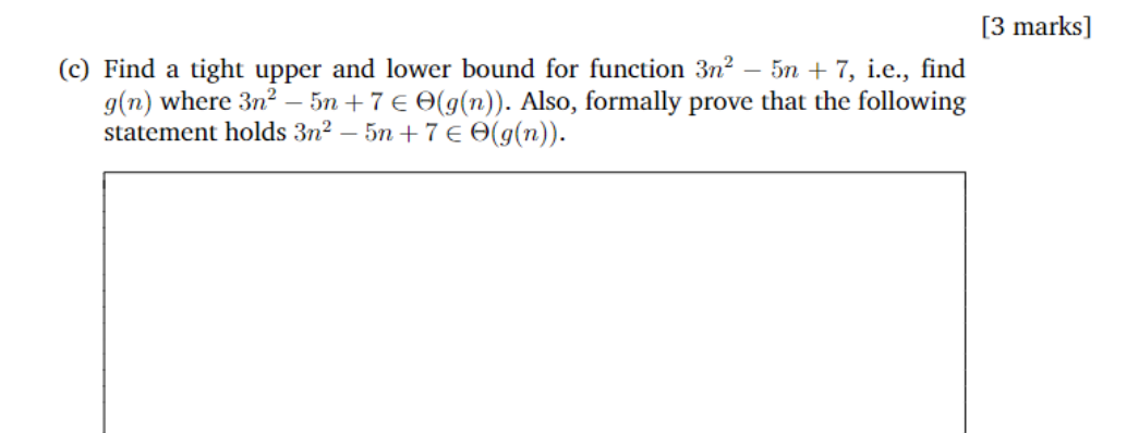 Solved c) Find a tight upper and lower bound for function | Chegg.com