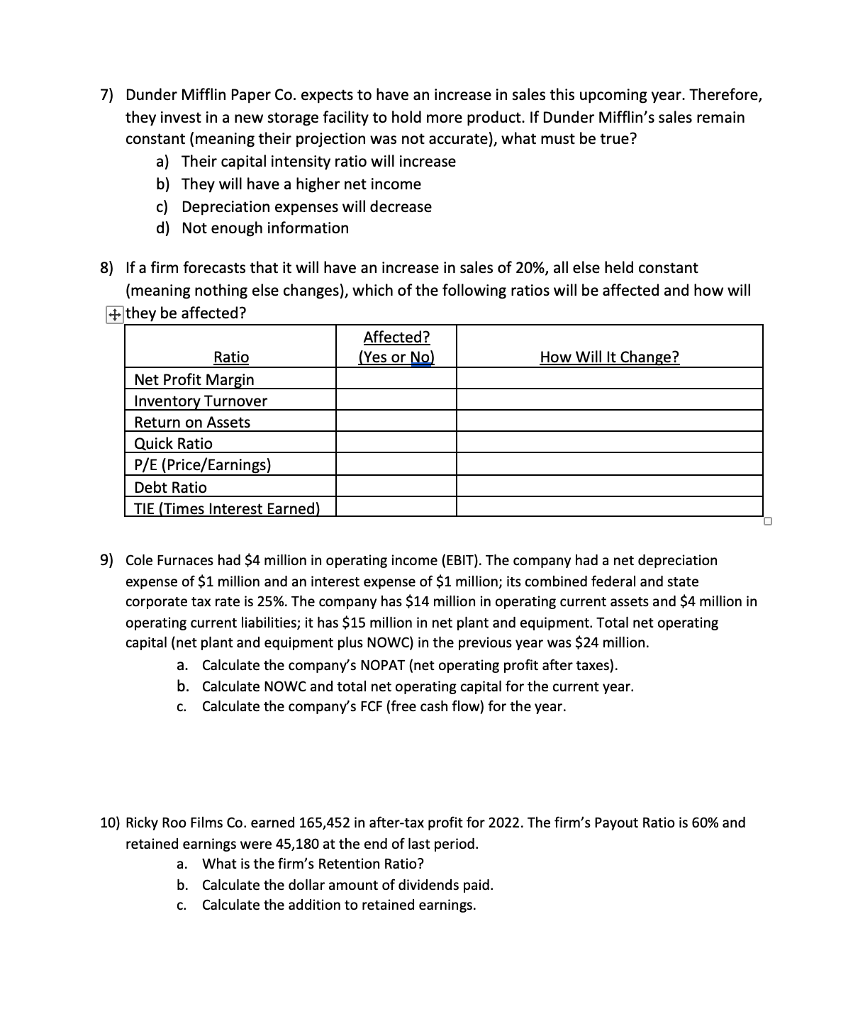 Solved 7) Dunder Mifflin Paper Co. expects to have an | Chegg.com