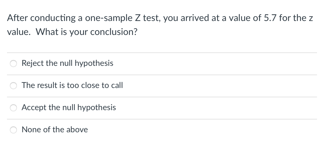 Solved After conducting a one-sample Z test, you arrived at | Chegg.com