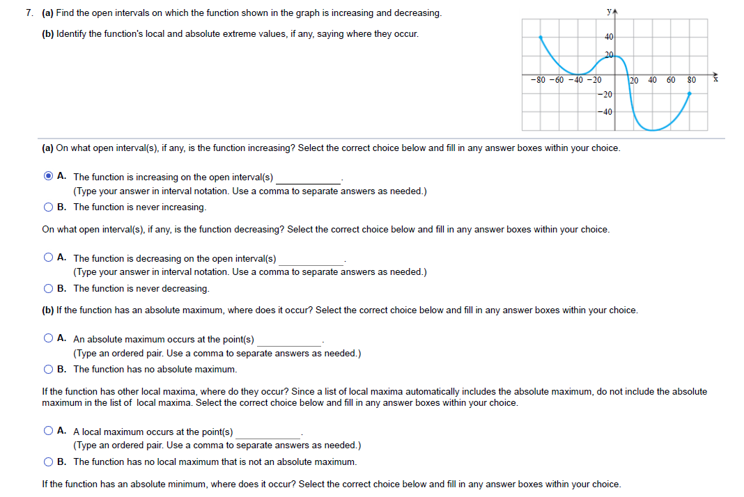 Solved YA 7. (a) Find the open intervals on which the | Chegg.com