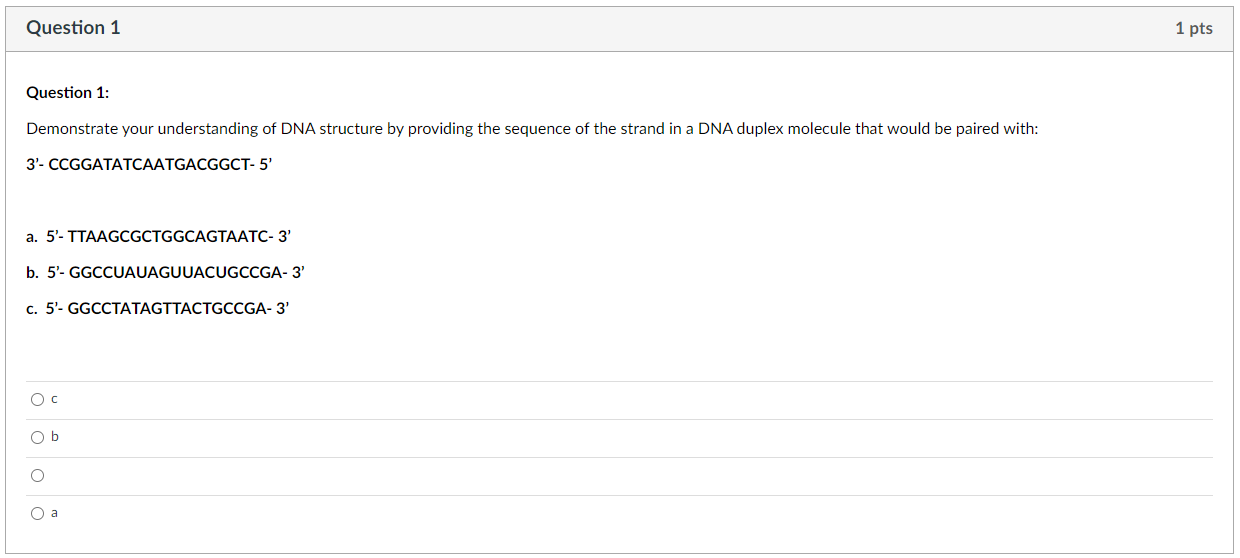 Solved Question 1: Demonstrate your understanding of DNA | Chegg.com