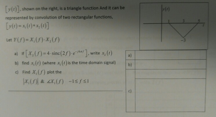 Solved y (0) I shown on the right, is a triangle function | Chegg.com