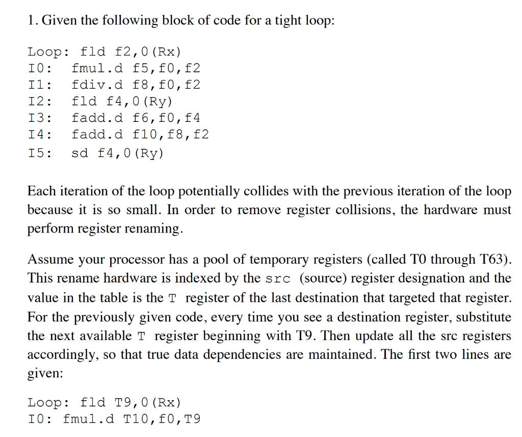 1. Given the following block of code for a tight | Chegg.com