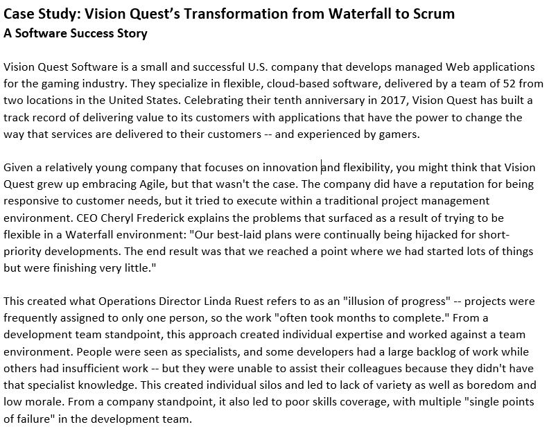 Solved Using the Vision Quest Software case study, assume | Chegg.com