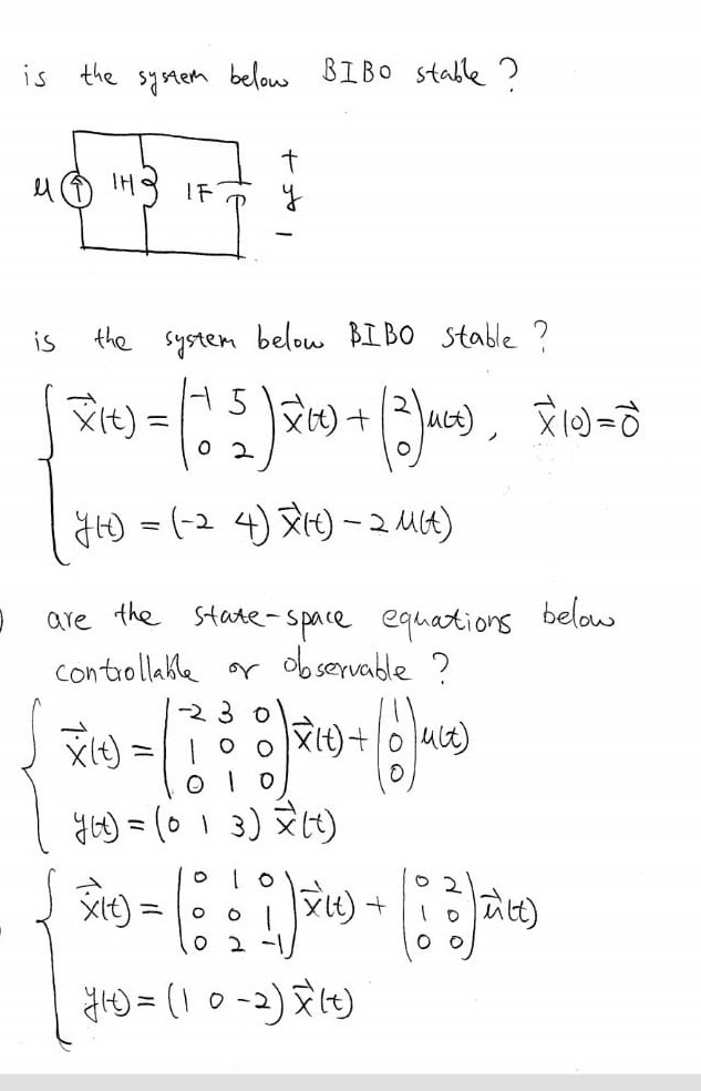 Solved Is The System Below Bibo Stable 46 Hg If Y Is Chegg Com