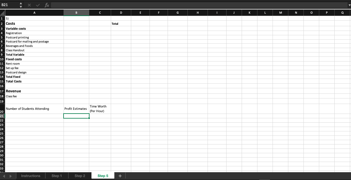 Ms. Excel Practice Assignment 5 1. Create a Ms. Excel | Chegg.com