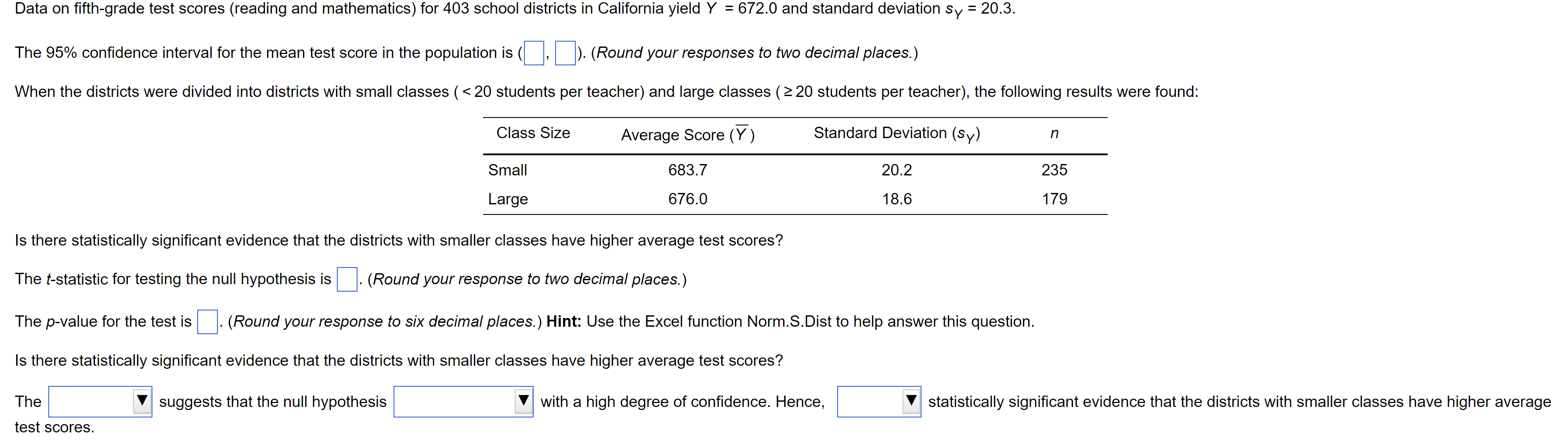 Solved Data On Fifth-grade Test Scores (reading And 