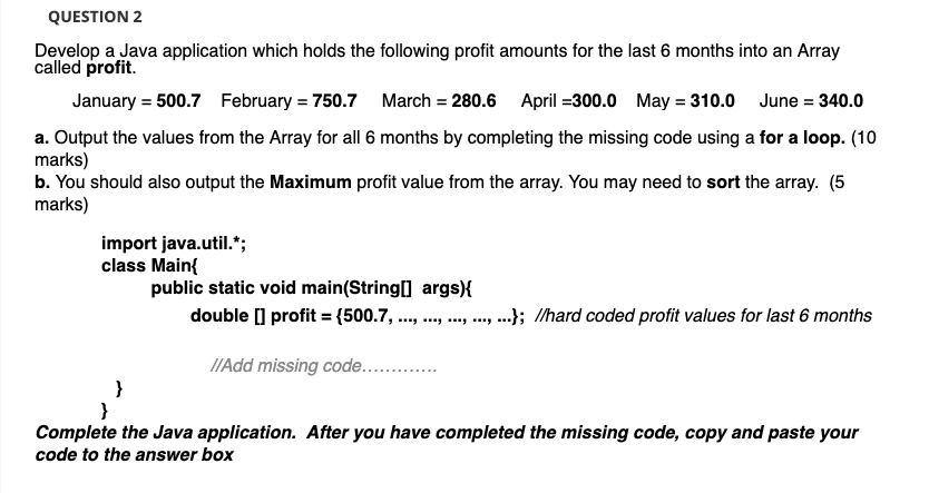 Solved QUESTION 2 Develop a Java application which holds the | Chegg.com