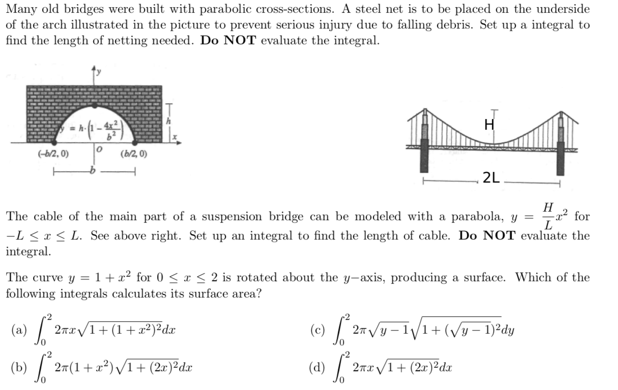 Solved Many old bridges were built with parabolic | Chegg.com