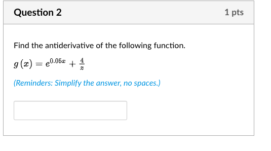 Solved Find The Antiderivative Of The Following Function