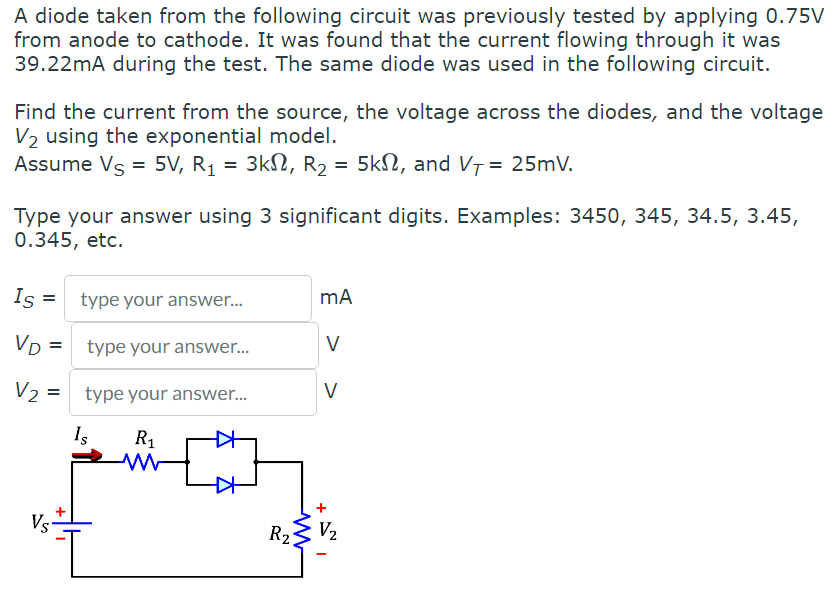 Solved A Diode Taken From The Following Circuit Was | Chegg.com