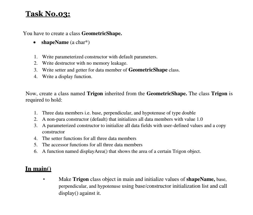 Solved Task No.03: You have to create a class | Chegg.com