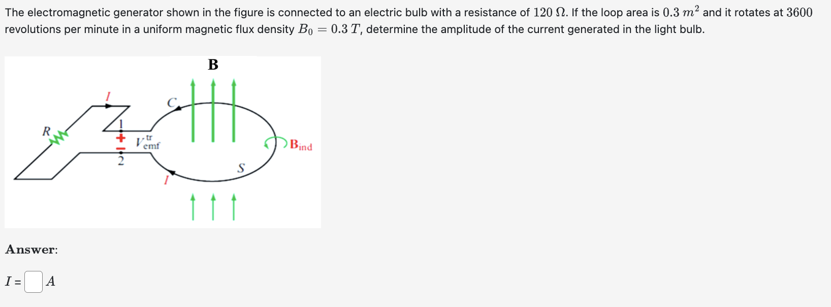 Solved The electromagnetic generator shown in the figure is | Chegg.com