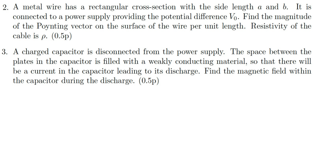 Solved 2. A metal wire has a rectangular cross-section with | Chegg.com
