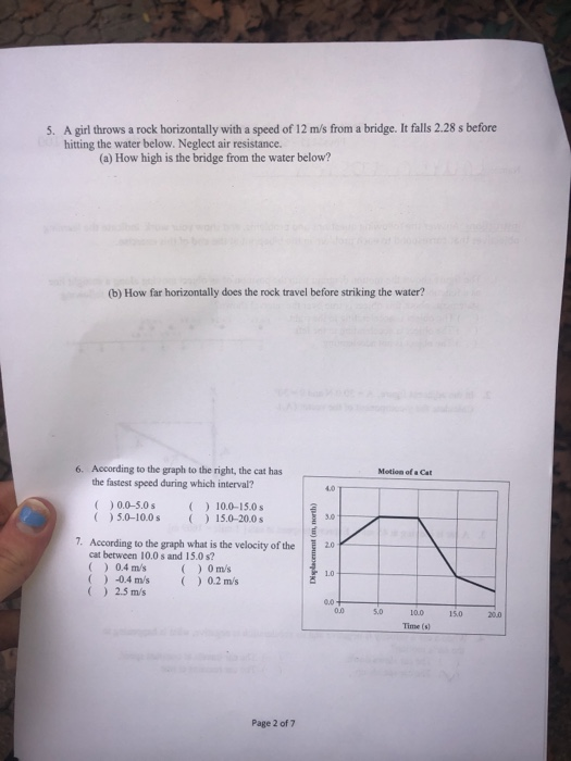 Solved A girl throws a rock horizontally with a speed of 12
