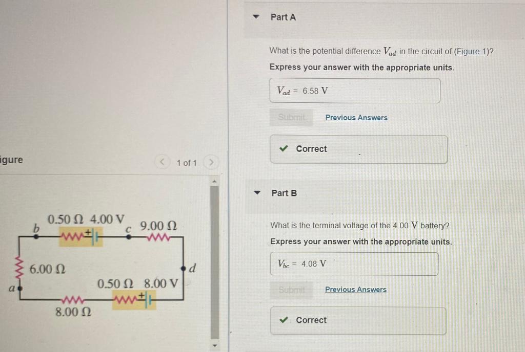 Solved What is the potential difference Vad in the circuit | Chegg.com