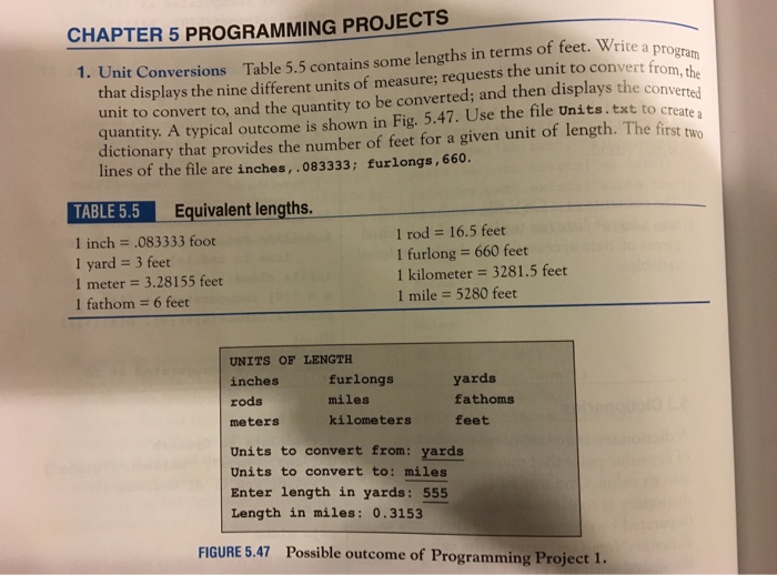 Solved CHAPTER 5 PROGRAMMING PROJECTS 1. Unit Conversions | Chegg.com