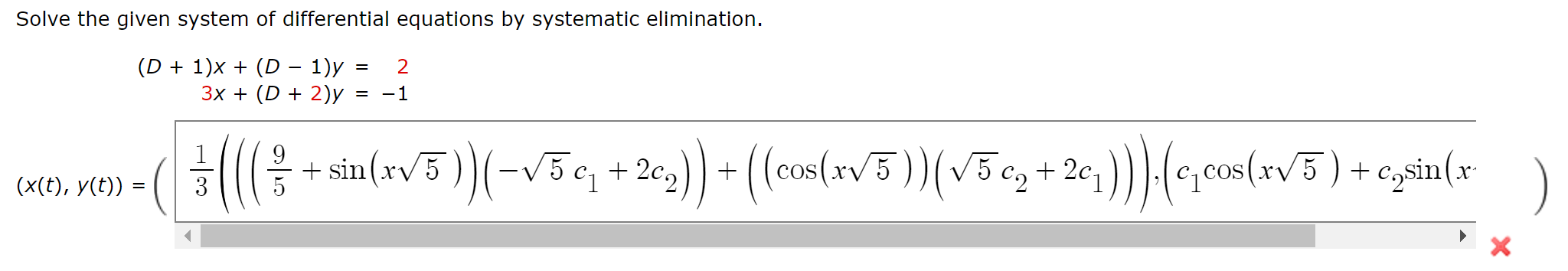 Solved Solve the given system of differential equations by | Chegg.com