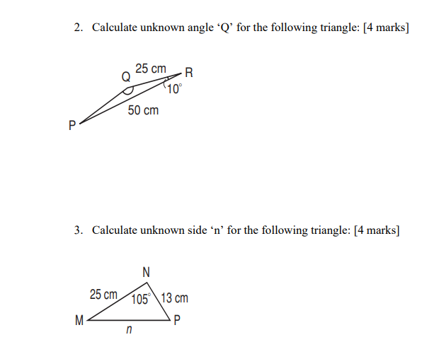 Solved 2. Calculate unknown angle Q’ for the following | Chegg.com