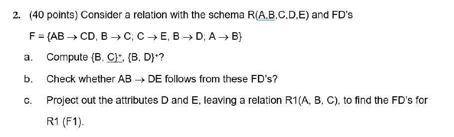 Solved 2. (40 Points) Consider A Relation With The Schema | Chegg.com