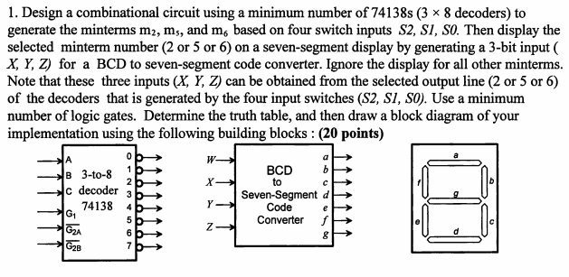 Solved 1. Design a combinational circuit using a minimum | Chegg.com