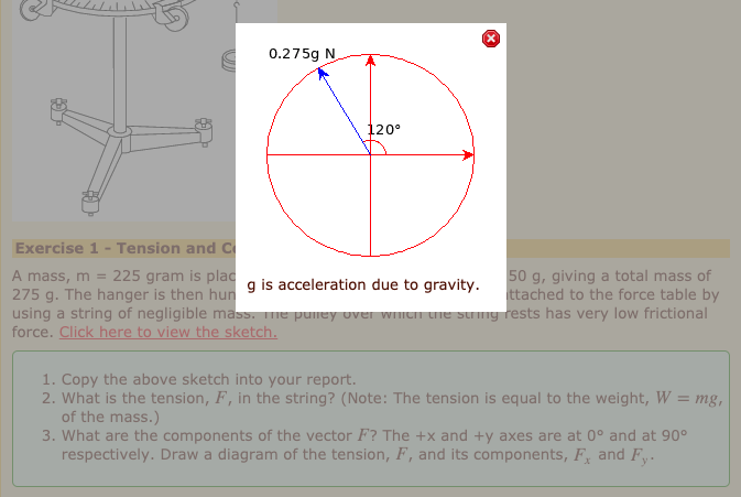 Solved 0 275g N 1 Exercise 1 Tension And C A Mass M Chegg Com