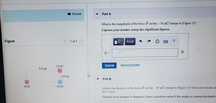 Solved Review Part A What is the magnitude of the force F on | Chegg.com