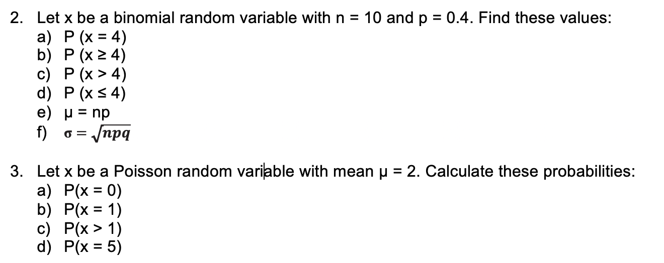 Solved 2 Let X Be A Binomial Random Variable With N 10 Chegg Com