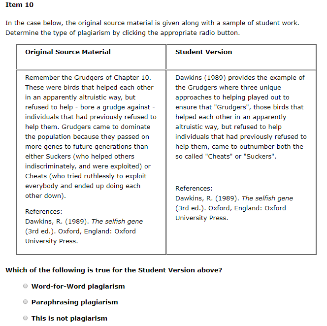 edu/plagiarismTostGR.php Item 1 In the case below