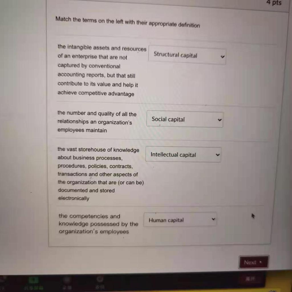 Solved 4 pts Match the terms on the left with their | Chegg.com