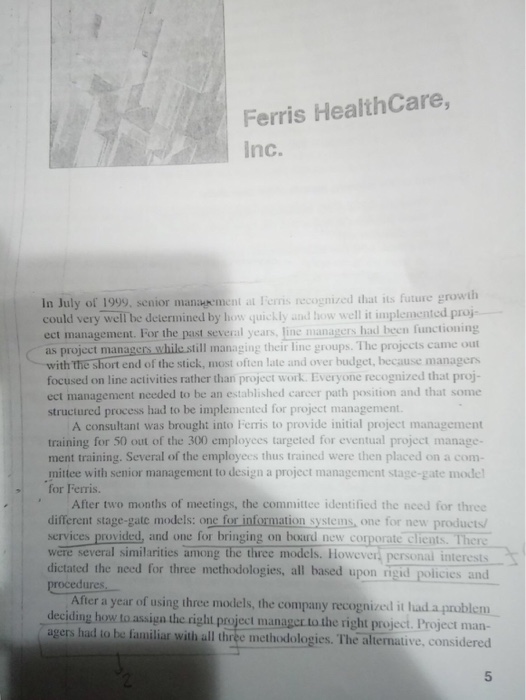 ferris healthcare inc case study answers