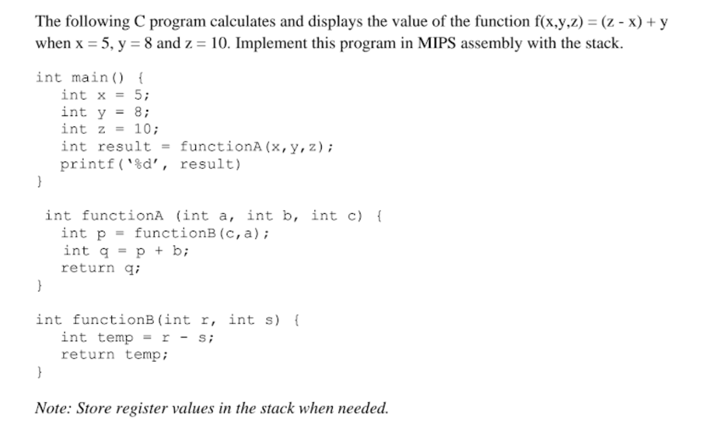 Solved The following C program calculates and displays the | Chegg.com