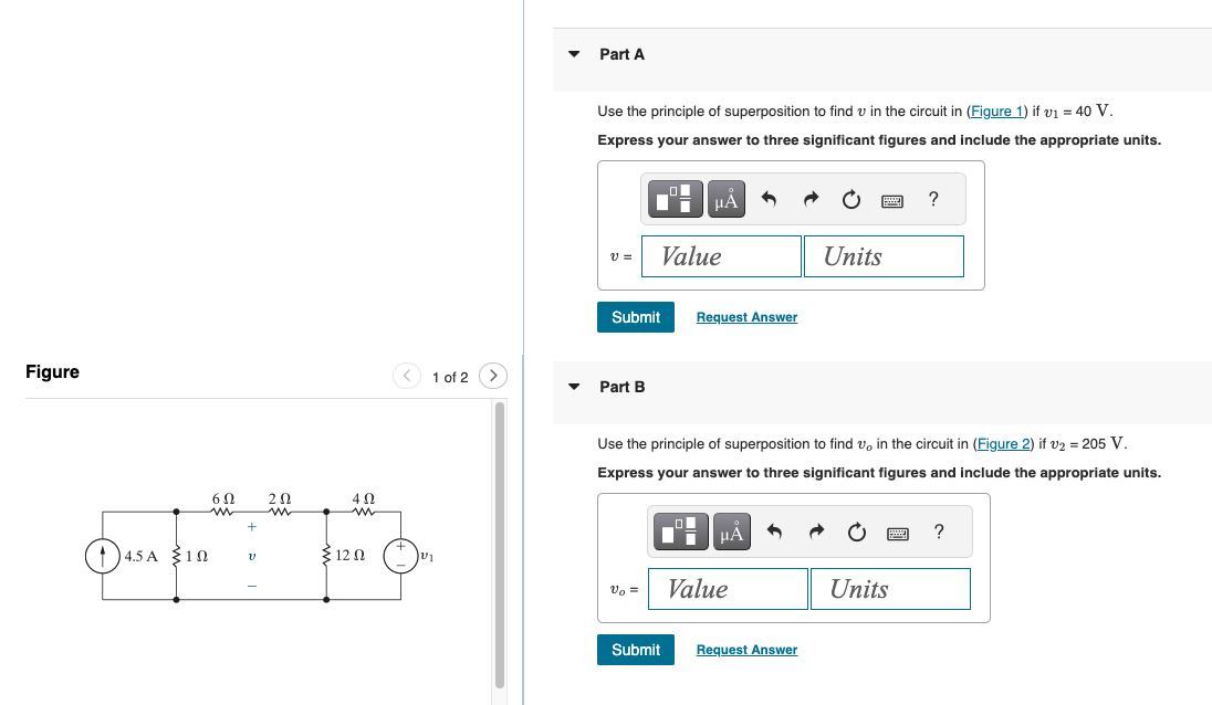 Solved Use the principle of superposition to find v in the | Chegg.com