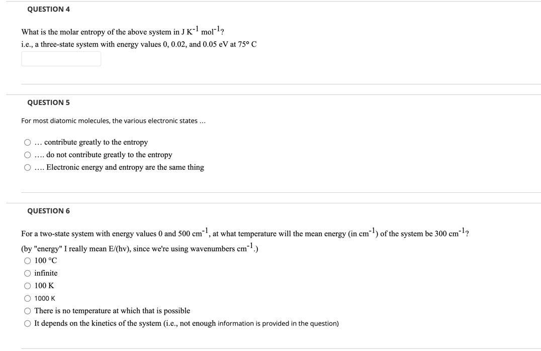 Solved QUESTION 4 What is the molar entropy of the above | Chegg.com