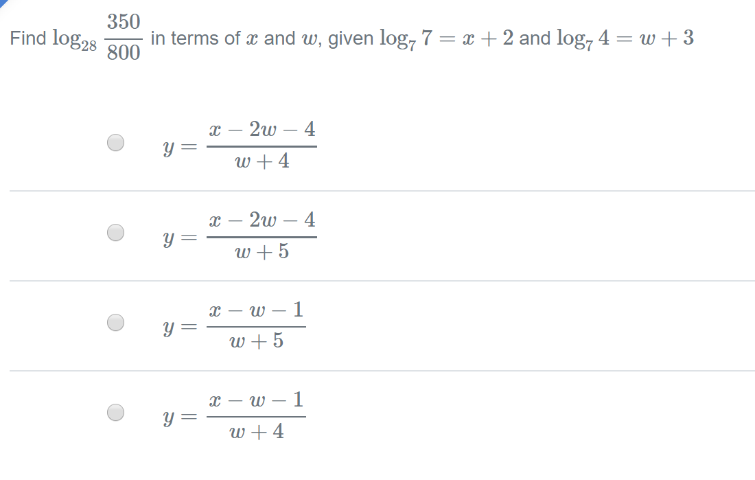 Solved 350 Find Log28 207 In Terms Of X And W Given Log 7 Chegg solved-350-find-log28-207-in-terms-of-x-and-w-given-log-7-chegg