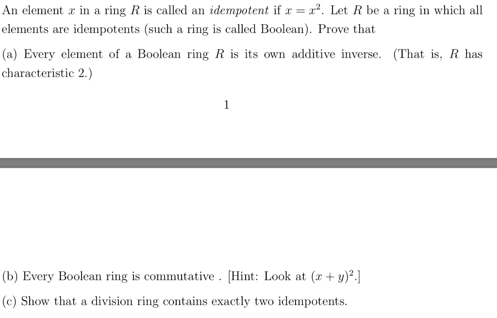 Solved An Element X In A Ring R Is Called An Idempotent If X | Chegg.com