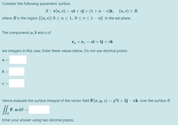 Solved Consider The Following Parametric Surface S R U Chegg Com