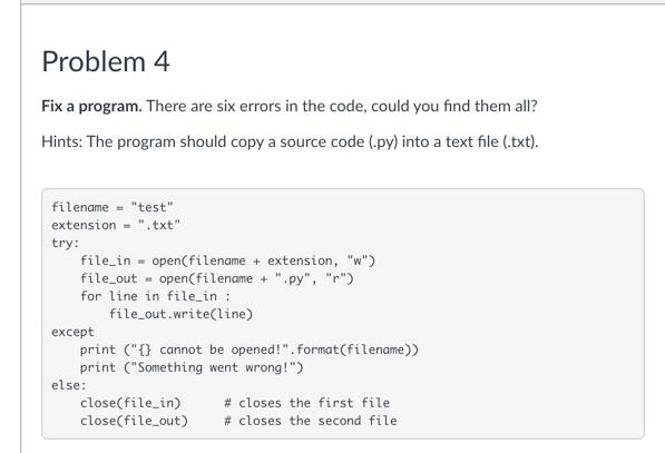 Solved Problem 4 Fix a program. There are six errors in the | Chegg.com