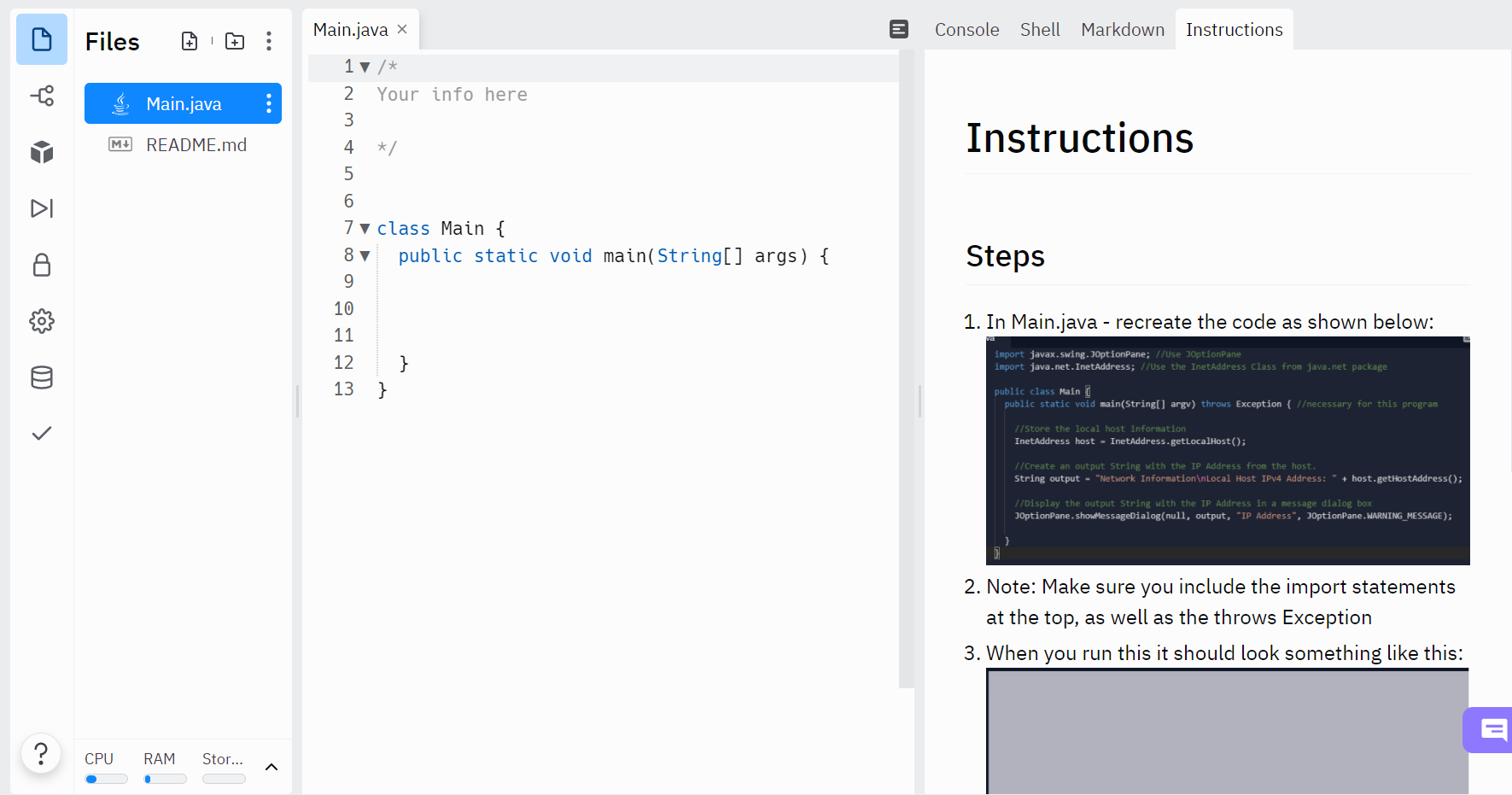 Solved Main Java X שיון Console Shell Files Markdown Ta 1vv Chegg Com