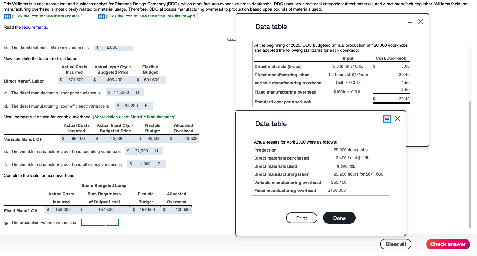Solved b. I he direct materials efticiency variance is Now