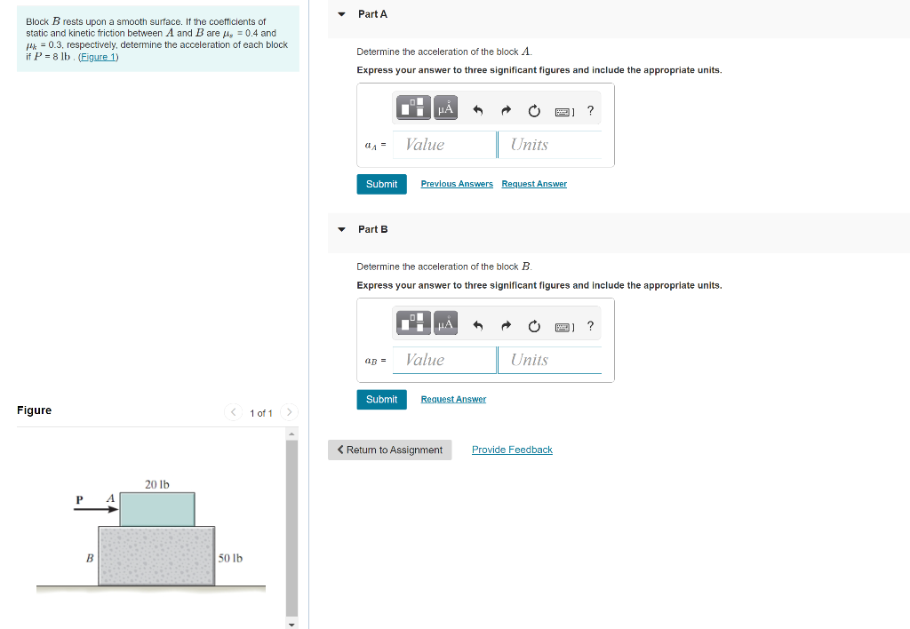 Solved Part A Block B Rests Upon A Smooth Surface. If The | Chegg.com