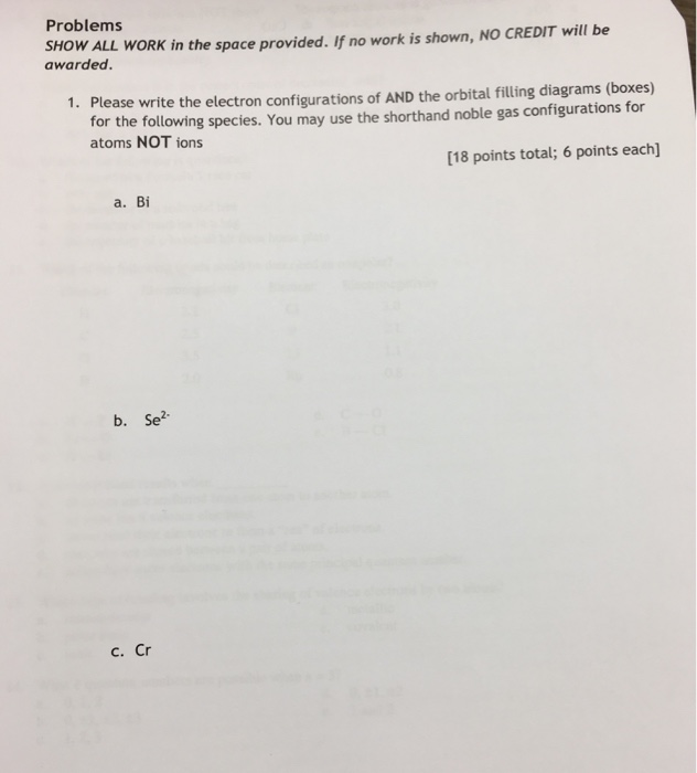 Solved Write the electron configurations of AND the orbital | Chegg.com