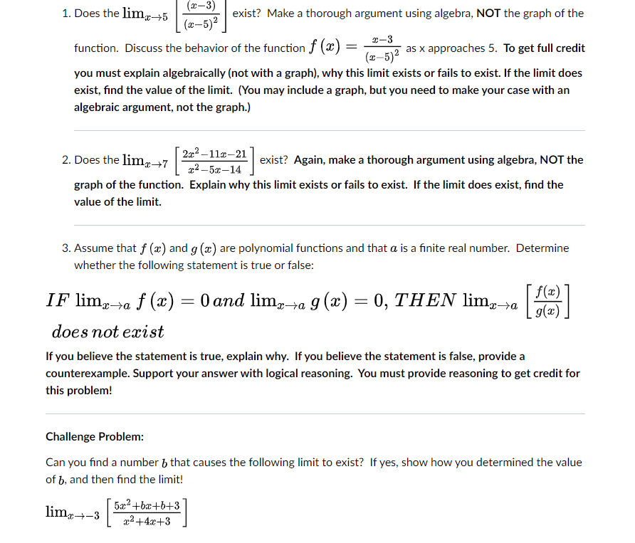 Solved 2-3) 1. Does the lim+5 exist? Make a thorough | Chegg.com