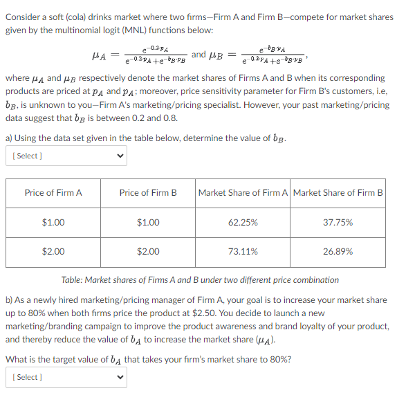 Solved Consider A Soft (cola) Drinks Market Where Two | Chegg.com