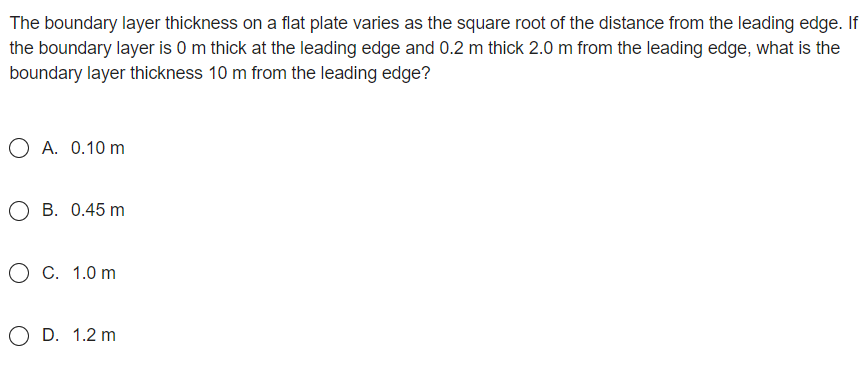 Solved The boundary layer thickness on a flat plate varies | Chegg.com