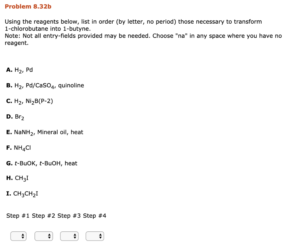 Solved Problem 8.32b Using The Reagents Below, List In Order | Chegg.com