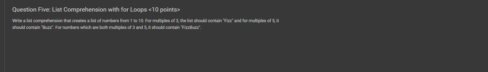 Solved Question Five: List Comprehension with for Loops