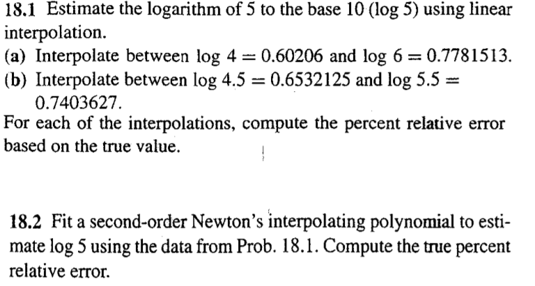 Solved 18 1 Estimate The Logarithm Of 5 To The Base 10 Log Chegg Com