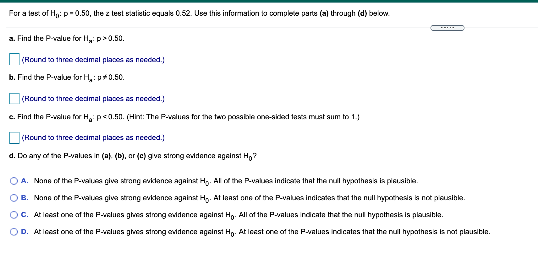 Solved Find the value of the test statistic z using z =